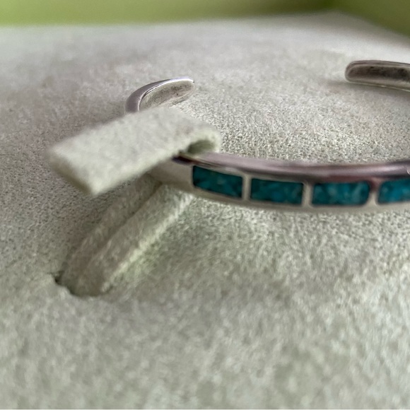 VTG Genuine Silver with Inlaid Turquoise Cuff Bracelet - Picture 3 of 6